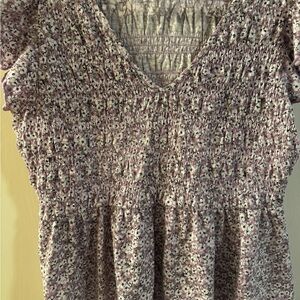 Lane Bryant Purple Floral Smocked Top